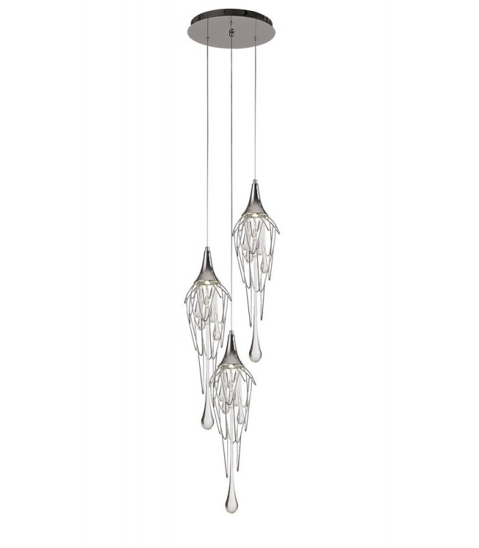 Ceiling Cluster Pendant Round, 3 x GU10, Polished Chrome - 1