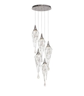 Ceiling Cluster Pendant Round, 5 x GU10, Polished Chrome - 1