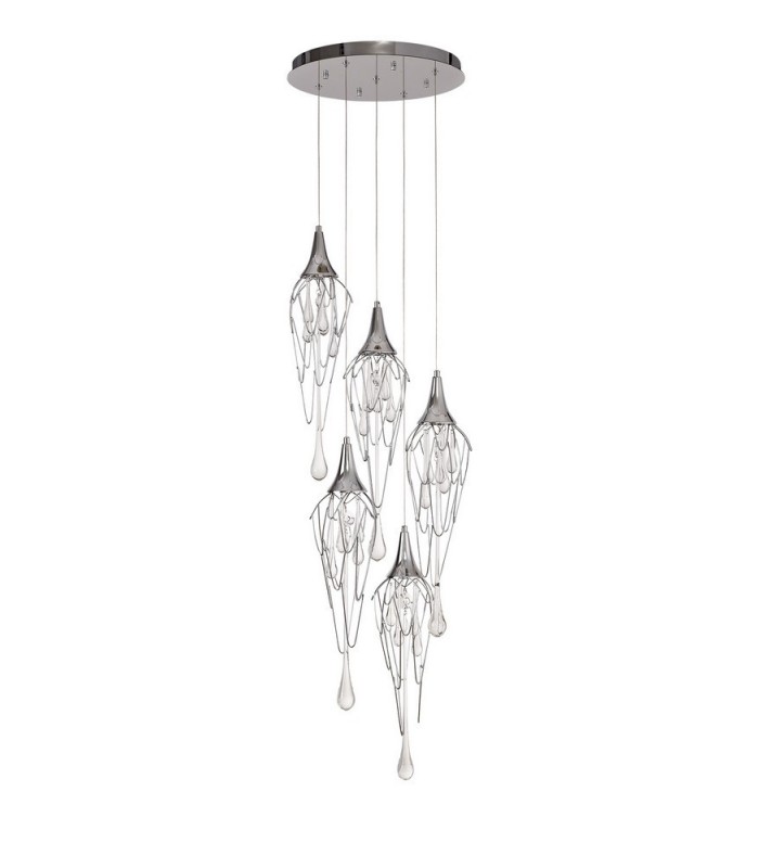 Ceiling Cluster Pendant Round, 5 x GU10, Polished Chrome - 3