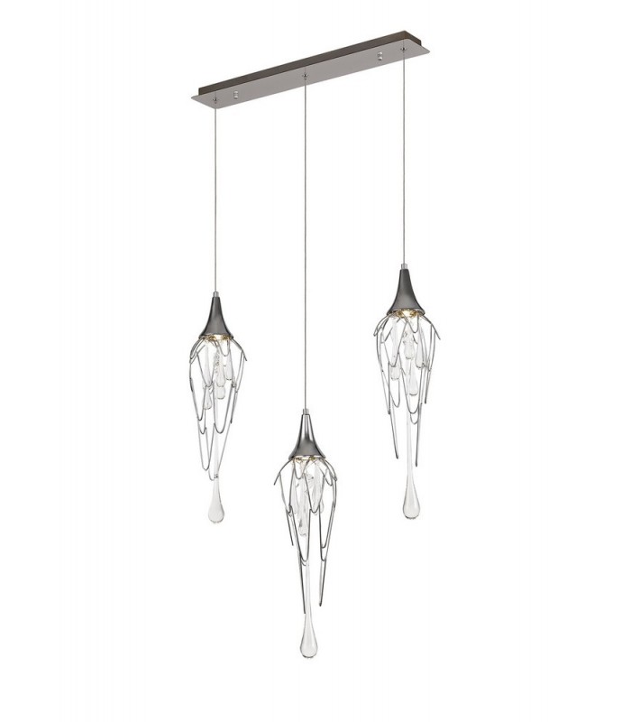 Linear Ceiling Cluster Pendant Bar, 3 x GU10, Polished Chrome - 1