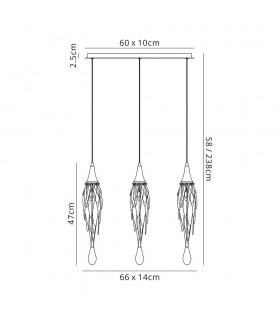 Linear Ceiling Cluster Pendant Bar, 3 x GU10, Polished Chrome - 2