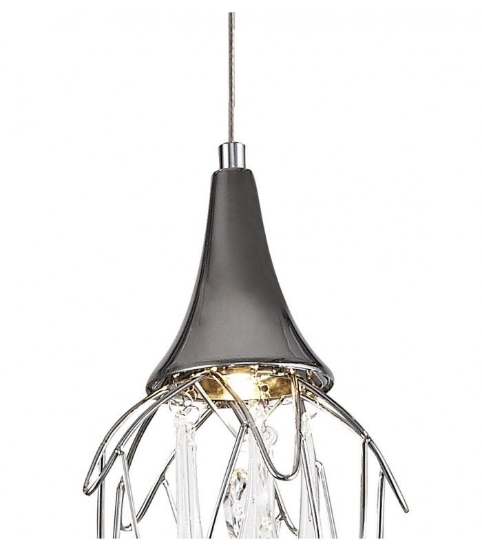 Linear Ceiling Cluster Pendant Bar, 3 x GU10, Polished Chrome - 5