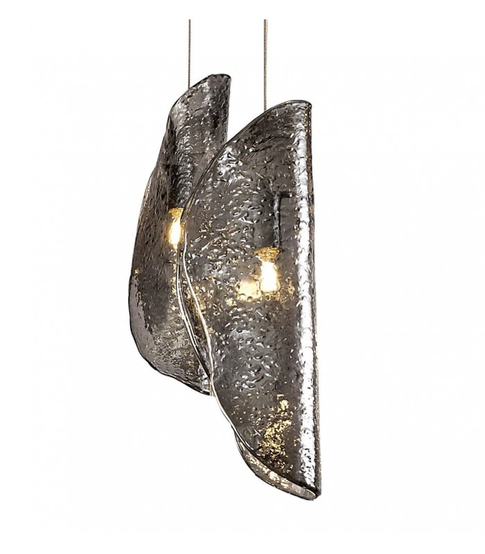 Ceiling Cluster Pendant 5M, 21 x G9, Polished Chrome, Clear & Amber & Smoked Glass - 8