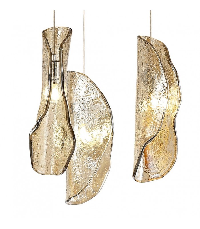 Ceiling Cluster Pendant 5M, 21 x G9, Brass, Copper & Cognac Glass - 8