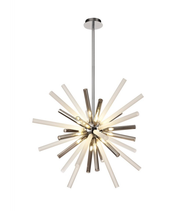 Ceiling Pendant 16 Light G9, Smoked & Frosted, Polished Chrome - 1