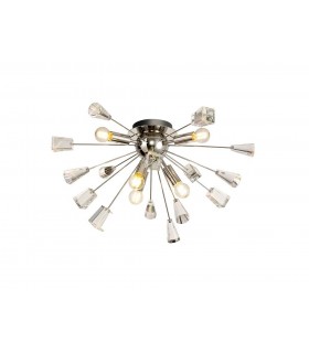 Semi Flush Ceiling Sputnik , 6 Light E14, Polished Nickel, Crystal - 1