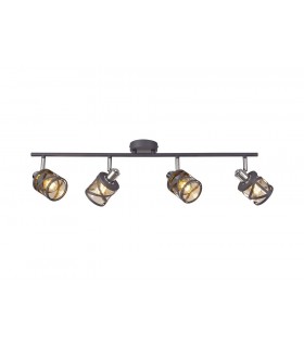 4 Bar Light Spotlight E14, Matt Grey, Polished Chrome, Cognac - 1