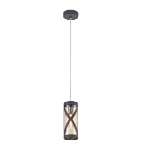 1 Light Ceiling Pendant E14, Matt Grey, Polished Chrome, Cognac - 1