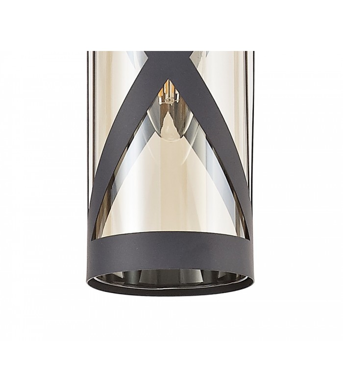 1 Light Ceiling Pendant E14, Matt Grey, Polished Chrome, Cognac - 7