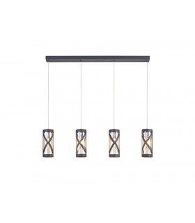 4 Light Bar Linear Ceiling Pendant E14, Matt Grey, Polished Chrome, Cognac - 1