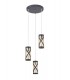 3 Light Round Ceiling Cluster Pendant E14, Matt Grey, Polished Chrome, Cognac - 1