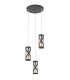 3 Light Round Ceiling Cluster Pendant E14, Matt Grey, Polished Chrome, Cognac - 3