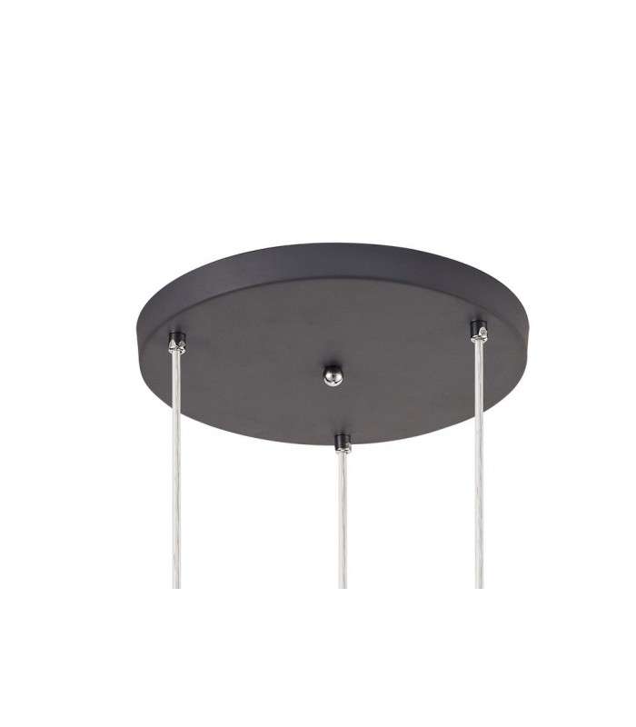 3 Light Round Ceiling Cluster Pendant E14, Matt Grey, Polished Chrome, Cognac - 4