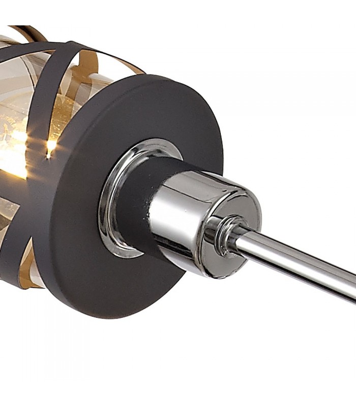 4 Light  Adjustable Ceiling Pendant E14, Matt Grey, Polished Chrome, Cognac - 6