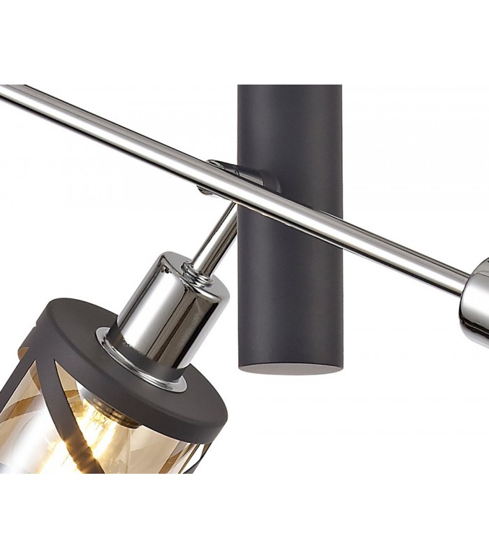4 Light  Adjustable Ceiling Pendant E14, Matt Grey, Polished Chrome, Cognac - 8