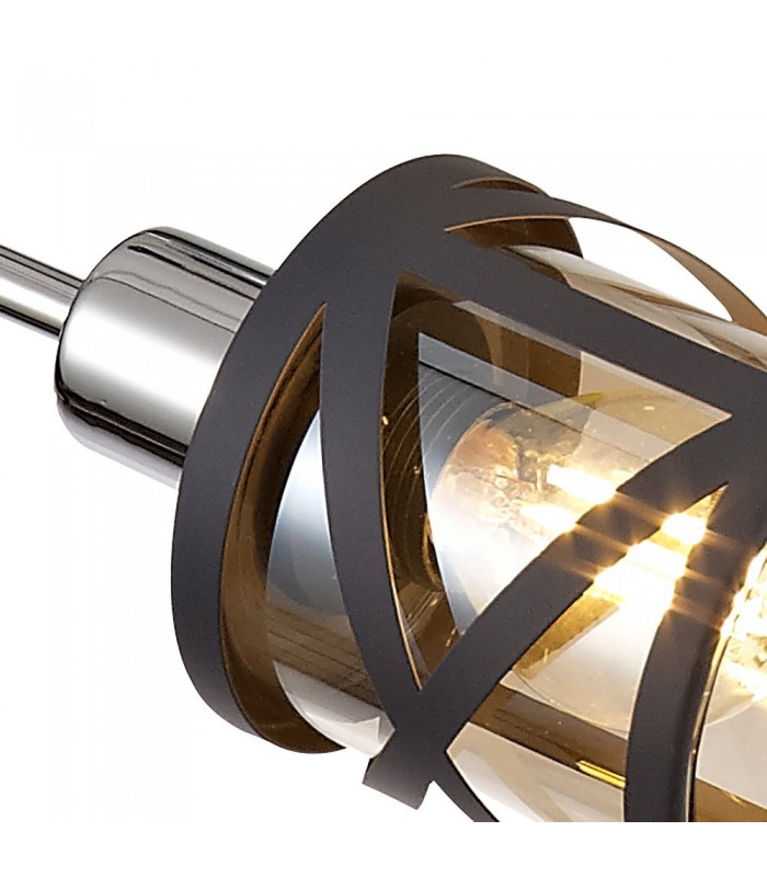 4 Light  Adjustable Ceiling Pendant E14, Matt Grey, Polished Chrome, Cognac - 9