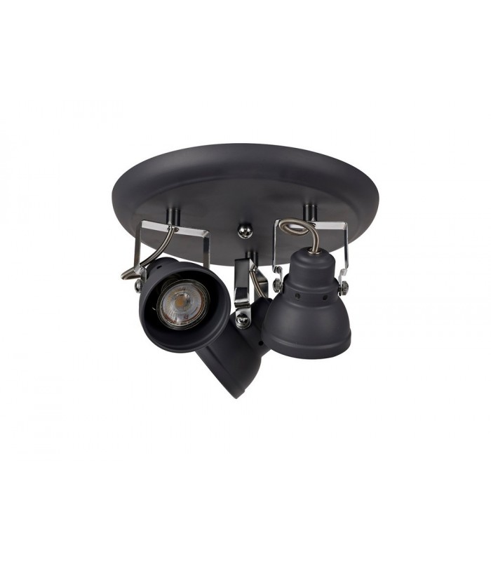 Adjustable Round Spotlight, 3 x GU10 (Max 10W LED), Matt Grey, Polished Chrome - 3