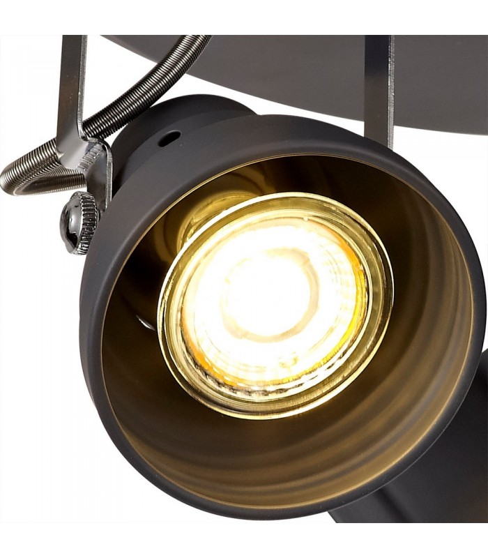 Adjustable Round Spotlight, 3 x GU10 (Max 10W LED), Matt Grey, Polished Chrome - 6
