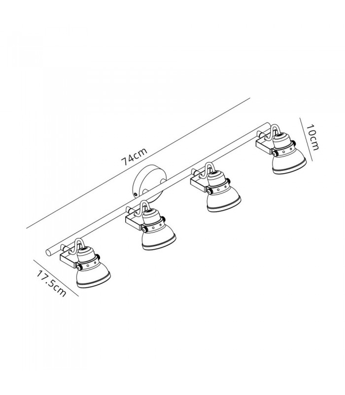 Adjustable Bar Spotlight, 4 x GU10 (Max 10W LED), Matt Grey, Polished Chrome - 2