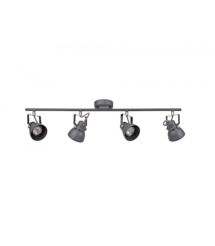 Adjustable Bar Spotlight, 4 x GU10 (Max 10W LED), Matt Grey, Polished Chrome - 3