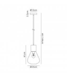 Narrow Ceiling Pendant, 1 x E27, Ancient Brass, Clear Glass - 2
