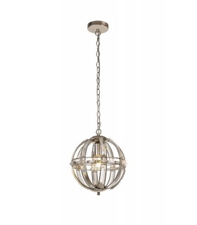 Small Round Ceiling Pendant, 1 Light E27, Polished Nickel - 1