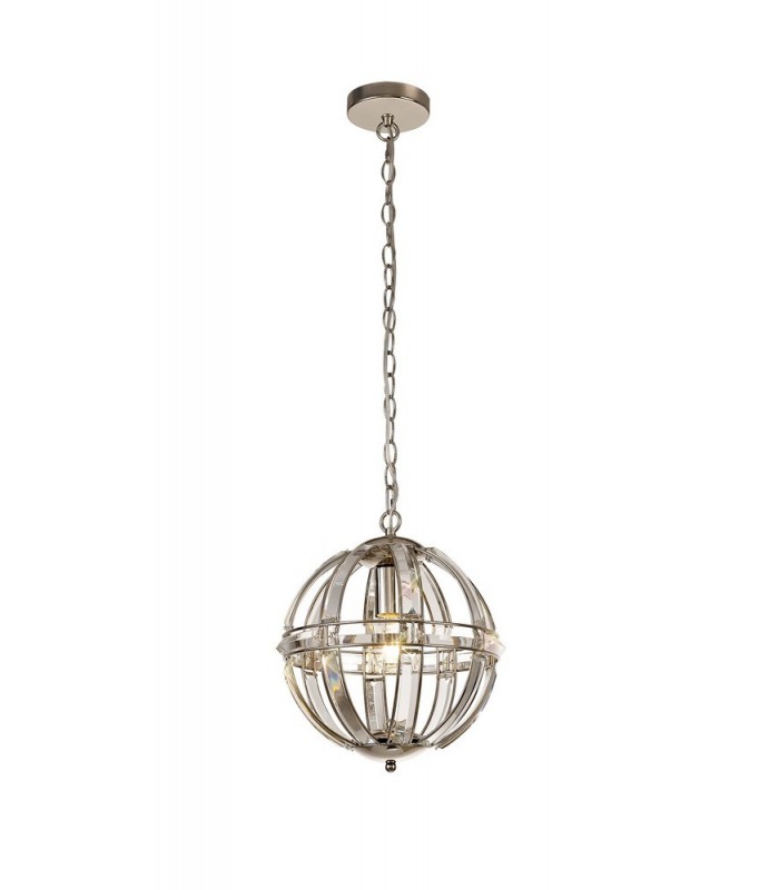 Small Round Ceiling Pendant, 1 Light E27, Polished Nickel - 1