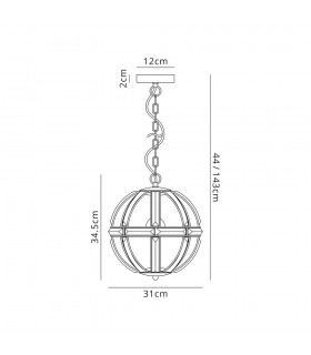 Small Round Ceiling Pendant, 1 Light E27, Polished Nickel - 2