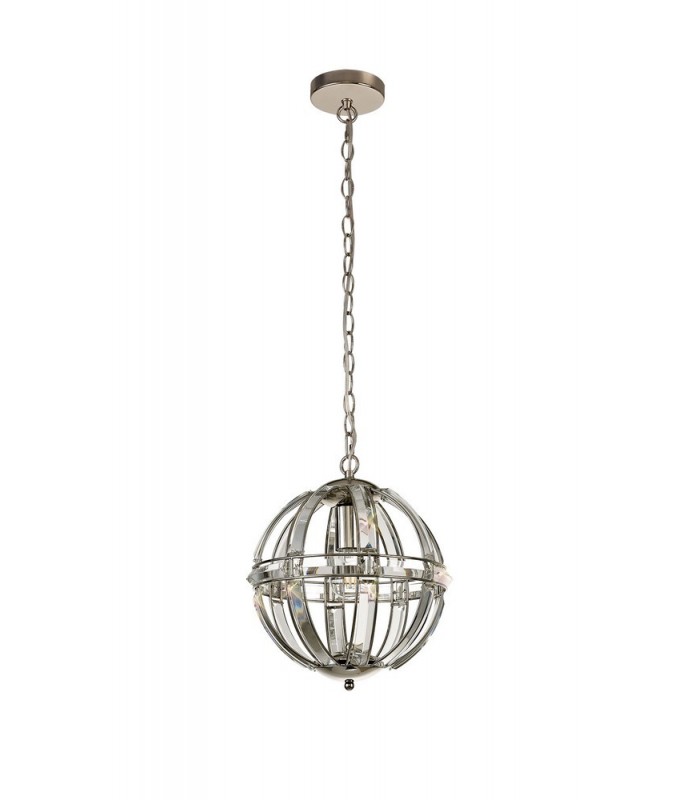 Small Round Ceiling Pendant, 1 Light E27, Polished Nickel - 3