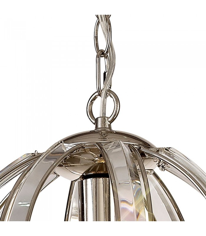 Small Round Ceiling Pendant, 1 Light E27, Polished Nickel - 5