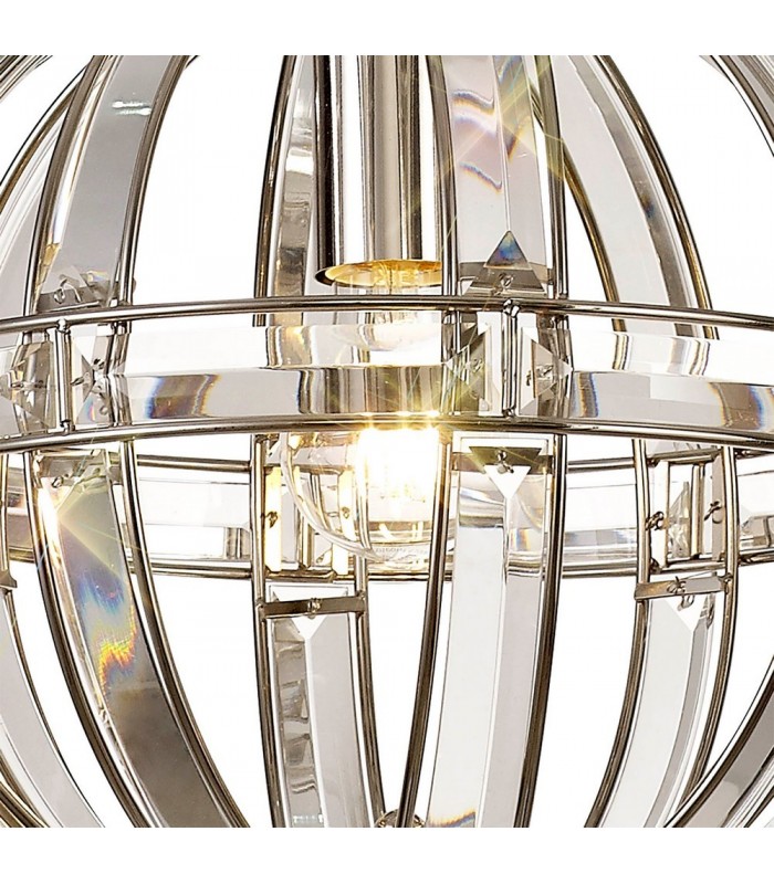 Small Round Ceiling Pendant, 1 Light E27, Polished Nickel - 7