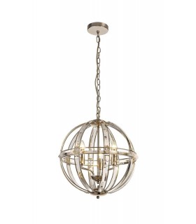 Large Round Ceiling Pendant, 3 Light E27, Polished Nickel - 1