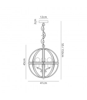 Large Round Ceiling Pendant, 3 Light E27, Polished Nickel - 2