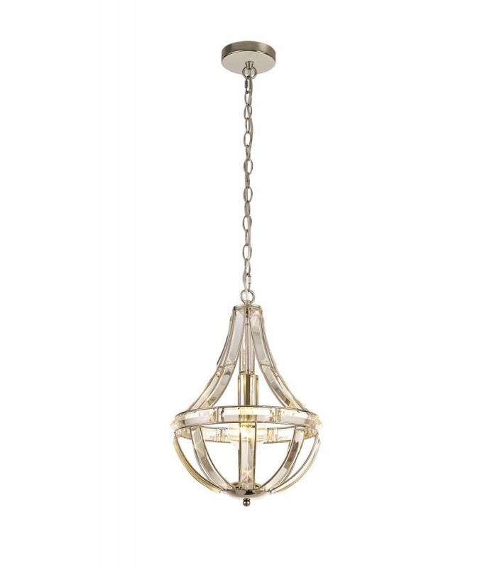 Teardrop Ceiling Pendant, 1 Light E27, Polished Nickel - 1