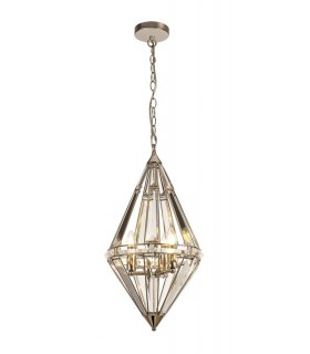 Diamond Ceiling Pendant, 3 Light E27, Polished Nickel - 1