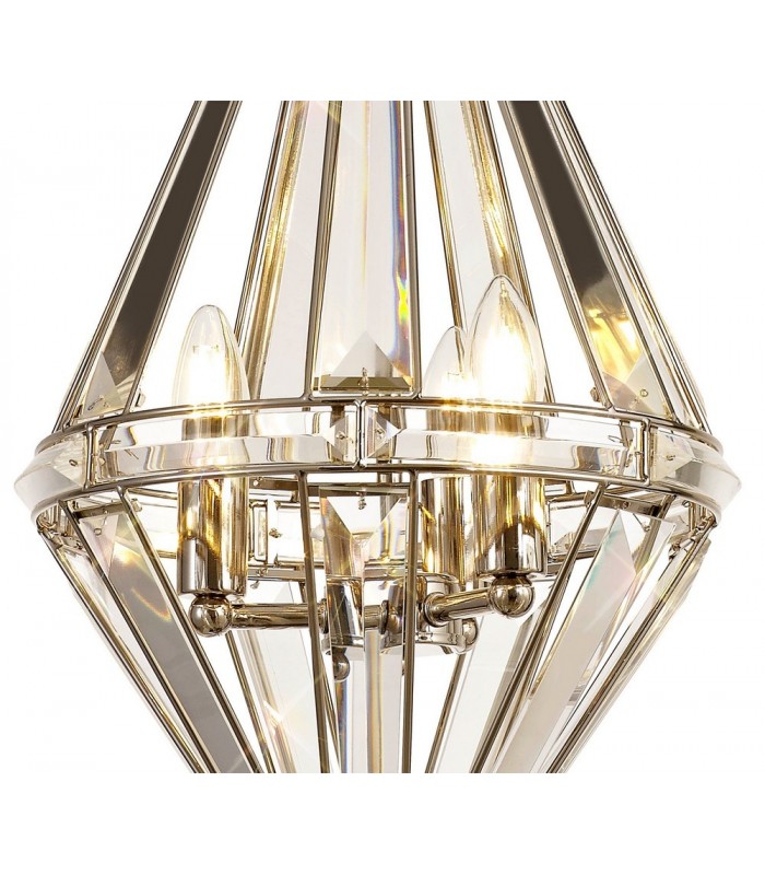 Diamond Ceiling Pendant, 3 Light E27, Polished Nickel - 7