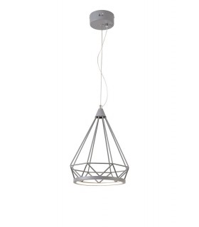 Small Diamond Caged Ceiling Pendant, 1 x 8W LED, 3700K, Matt Grey - 1