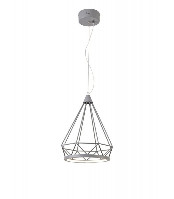 Small Diamond Caged Ceiling Pendant, 1 x 8W LED, 3700K, Matt Grey - 1