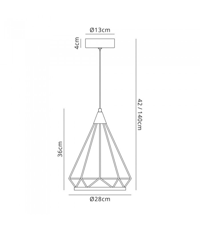 Small Diamond Caged Ceiling Pendant, 1 x 8W LED, 3700K, Matt Grey - 2