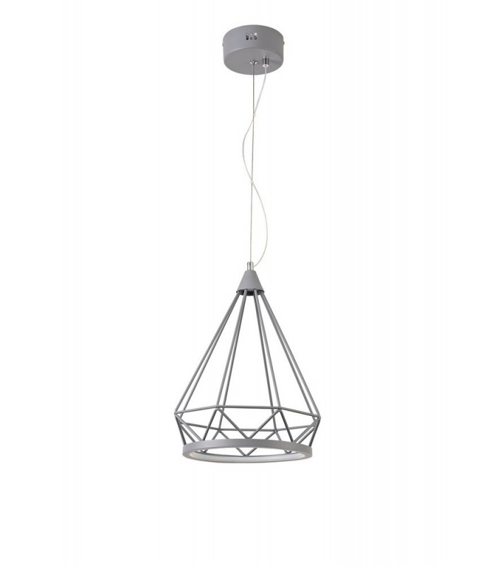 Small Diamond Caged Ceiling Pendant, 1 x 8W LED, 3700K, Matt Grey - 4