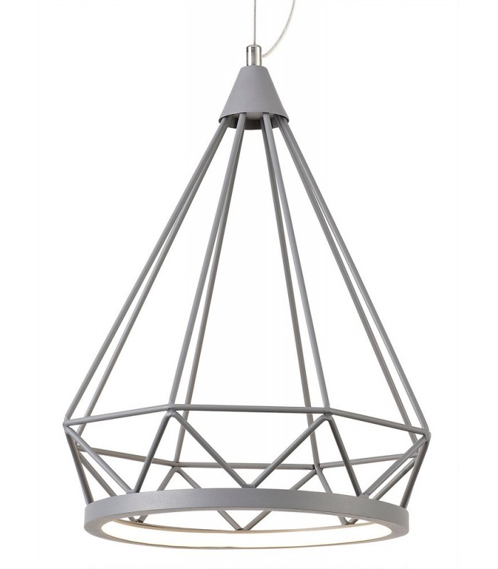 Small Diamond Caged Ceiling Pendant, 1 x 8W LED, 3700K, Matt Grey - 6