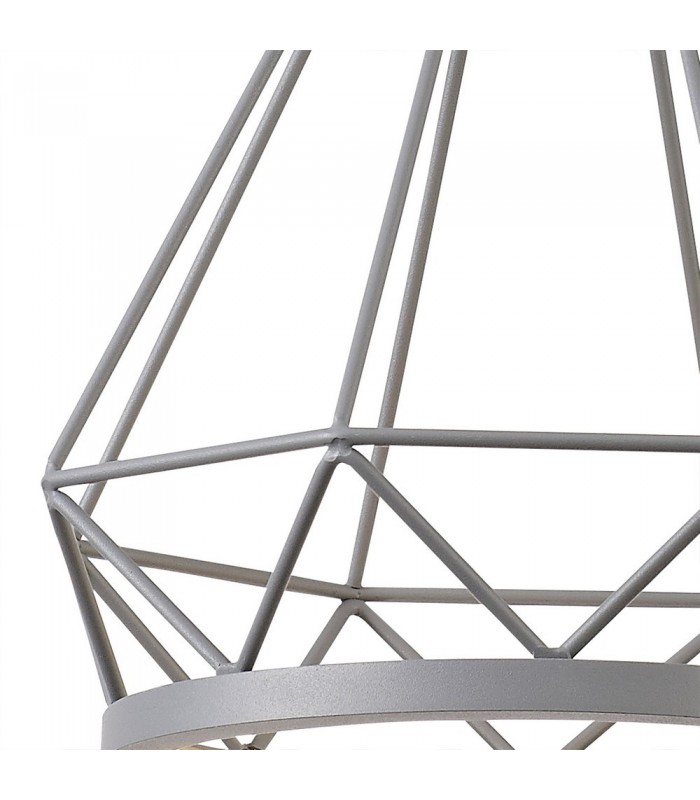 Small Diamond Caged Ceiling Pendant, 1 x 8W LED, 3700K, Matt Grey - 8