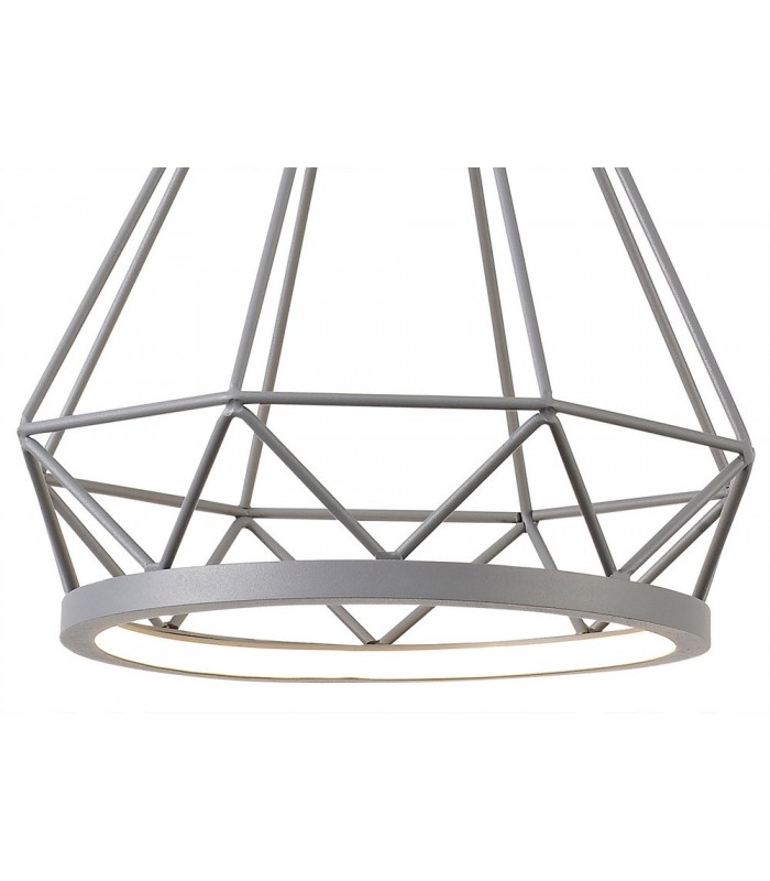 Small Diamond Caged Ceiling Pendant, 1 x 8W LED, 3700K, Matt Grey - 9