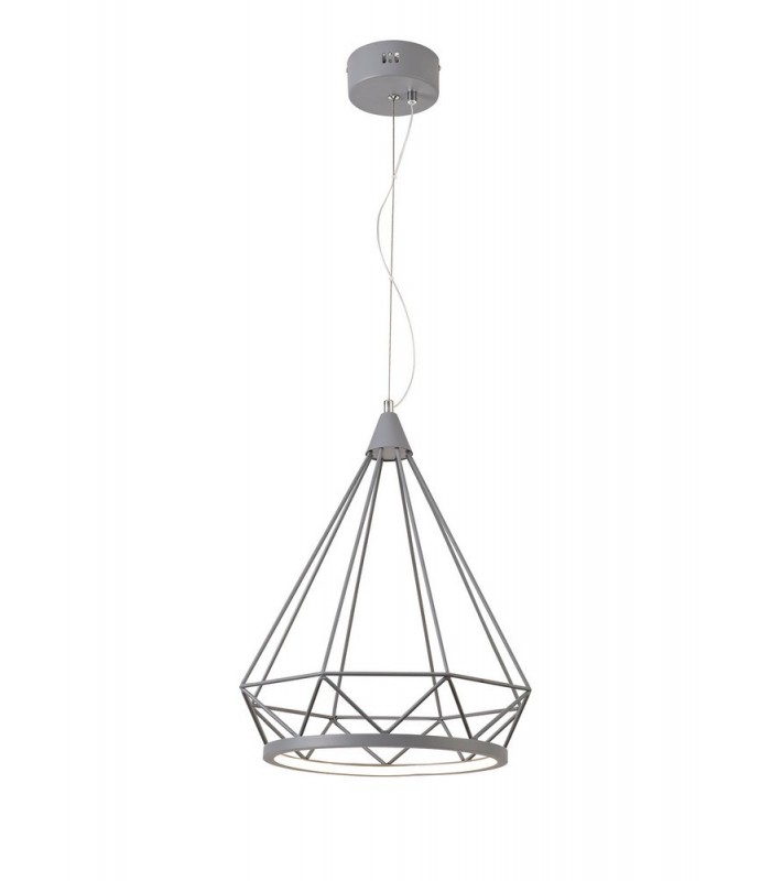 Large Diamond Caged Ceiling Pendant, 1 x 10W LED, 3700K, Matt Grey - 1