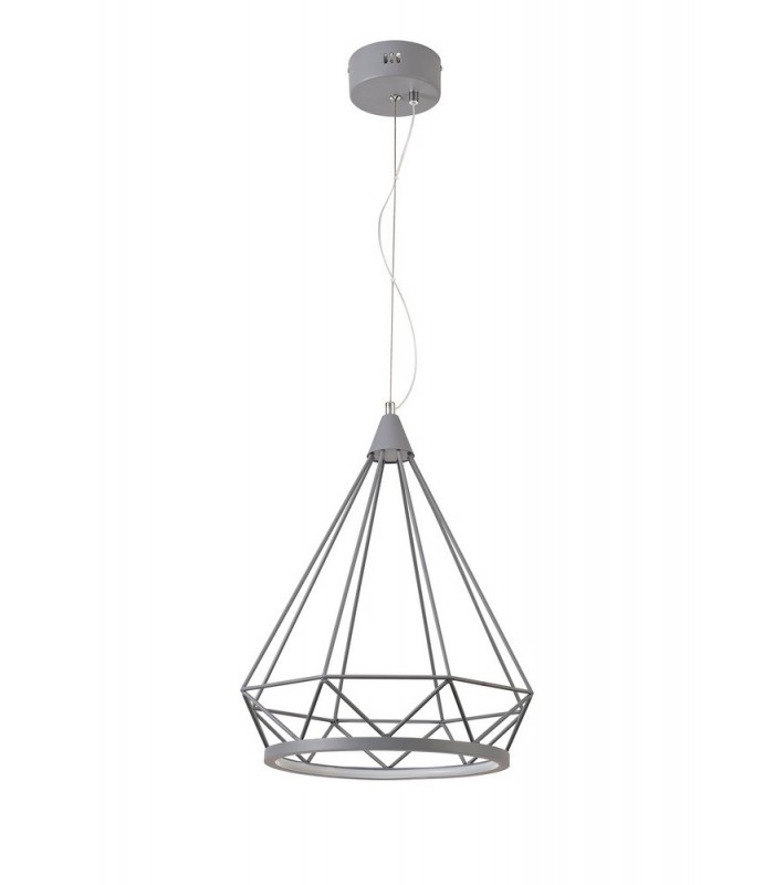 Large Diamond Caged Ceiling Pendant, 1 x 10W LED, 3700K, Matt Grey - 4