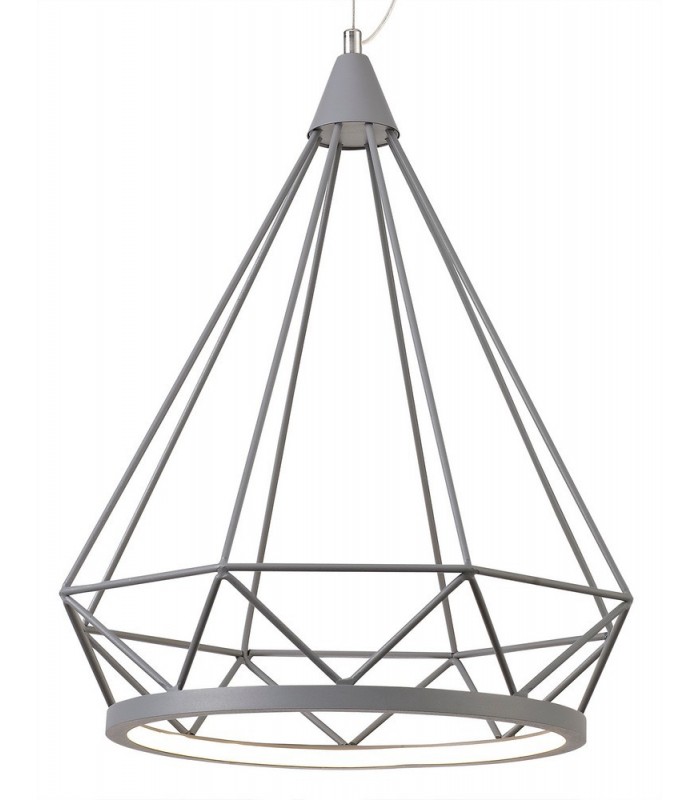 Large Diamond Caged Ceiling Pendant, 1 x 10W LED, 3700K, Matt Grey - 6