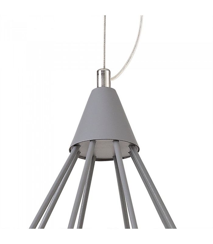 Large Diamond Caged Ceiling Pendant, 1 x 10W LED, 3700K, Matt Grey - 7