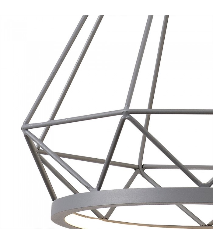 Large Diamond Caged Ceiling Pendant, 1 x 10W LED, 3700K, Matt Grey - 8
