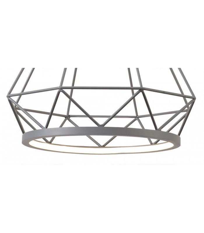 Large Diamond Caged Ceiling Pendant, 1 x 10W LED, 3700K, Matt Grey - 9