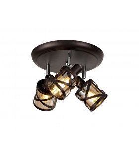 3 Light Round Spotlight E14, Oiled Bronze, Polished Chrome, Amber - 1